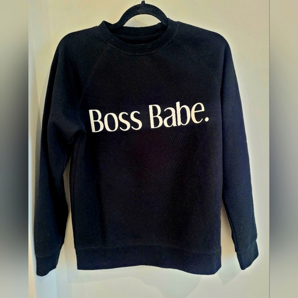 NWT- Brunette The Label Black 'Boss Babe' Sweatshirt- S/M - Picture 2 of 5